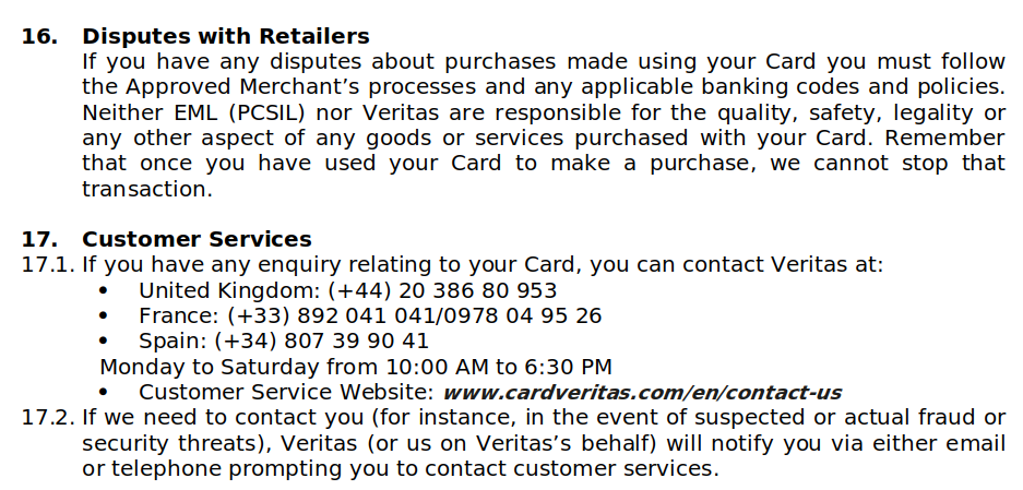 Veritas Gift Card Terms and Conditions